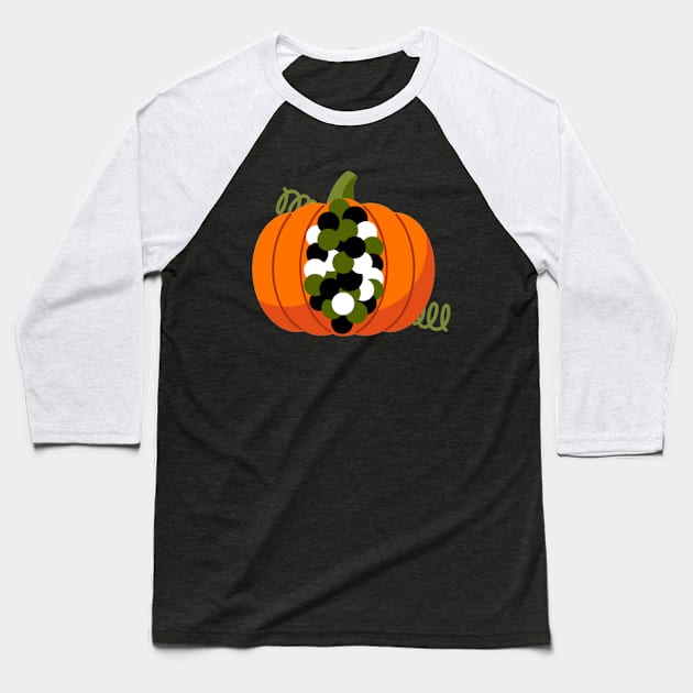 Polka Dot Pumpkin Baseball T-Shirt by houdasagna